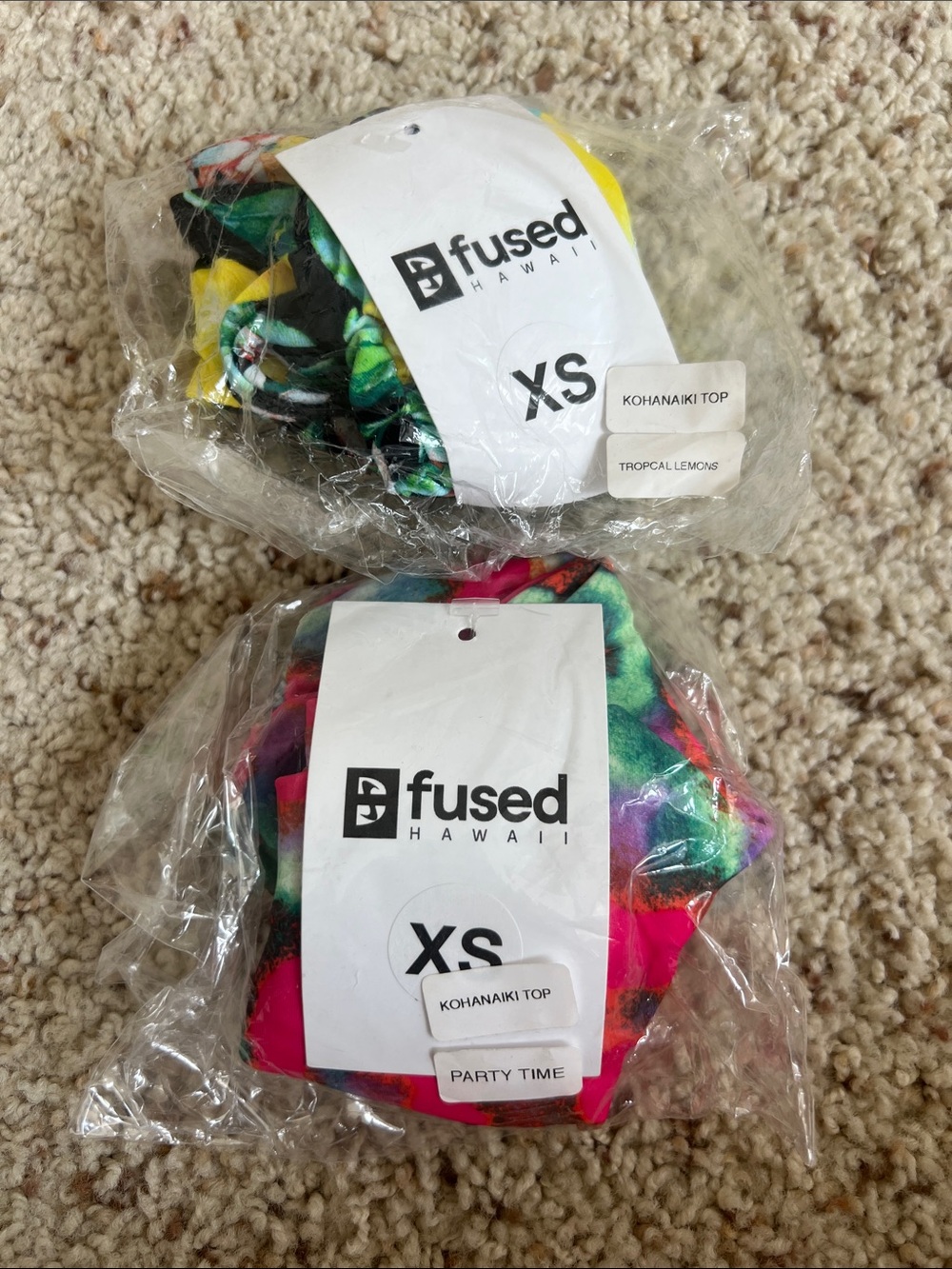 2pc Fused Hawaii Kohanaiki XS Women's Bikini Tops - Tropical Multi/Hot Pink